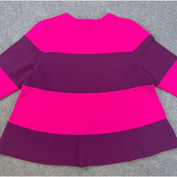 Ann Taylor Bell Sleeve Sweater Womens L Pink Color‎ Block Striped Pullover - Picture 6 of 12